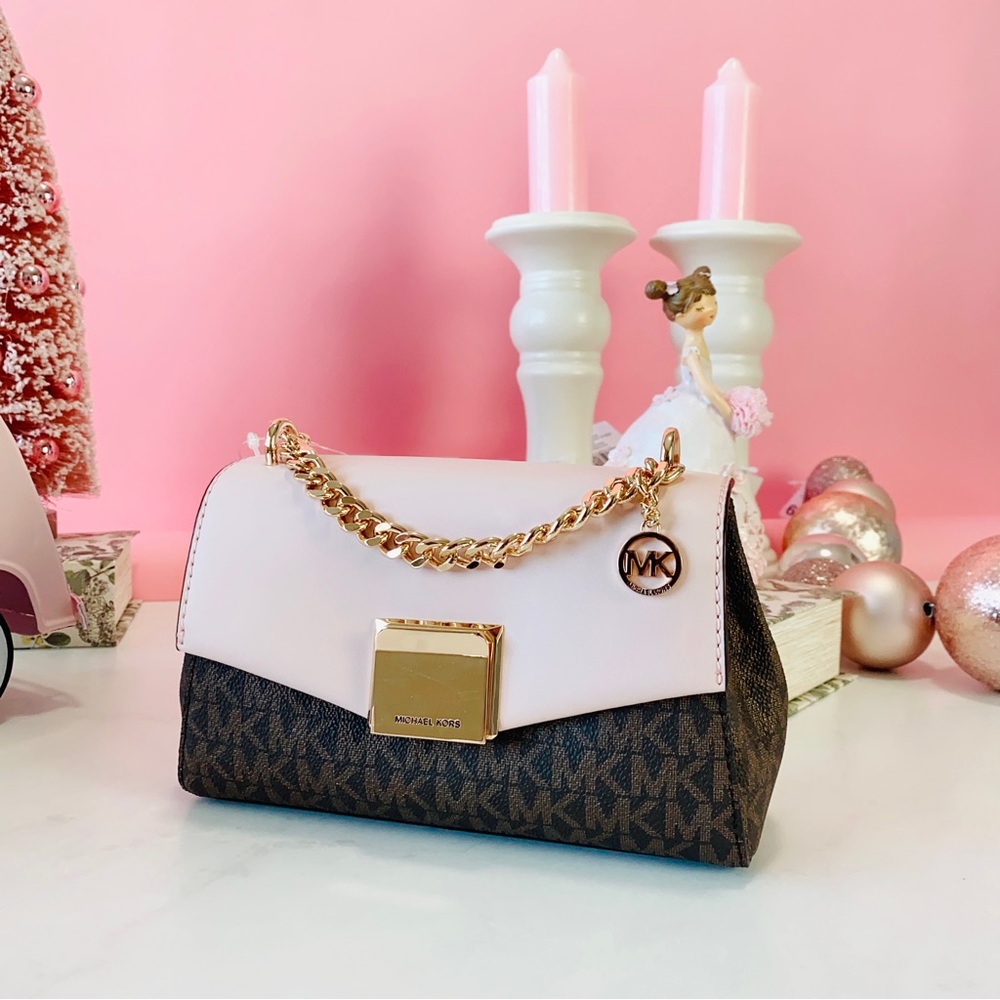 Final Sale!👜 MICHAEL KORS 🌺 Lita Small Two-Tone Logo and Leather Crossbody Bag - Picture 14 of 15